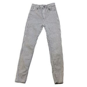 Stradivarius Black White Gingham Check Stretchy Super High Waist Skinny Size 4